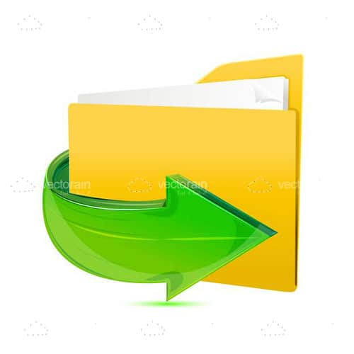 Large Yellow Folder Icon with Green Return Arrow